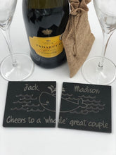 Load image into Gallery viewer, Whale design Slate Coaster Couples Gift set