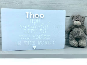 Personalised New Born Baby Sign