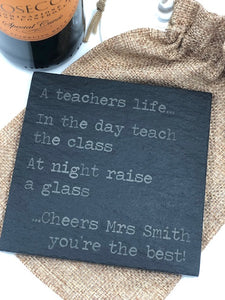 Teachers Personalised Slate Coaster