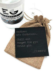 Gin Lovers Fun Personalised Christmas Slate Coaster