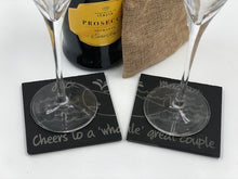 Load image into Gallery viewer, Whale design Slate Coaster Couples Gift set