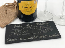 Load image into Gallery viewer, Whale design Slate Coaster Couples Gift set