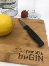 Load image into Gallery viewer, Gin Lovers Personalised Birthday Chopping Board (Choice of Age)