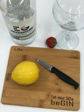 Load image into Gallery viewer, Gin Lovers Personalised Birthday Chopping Board (Choice of Age)