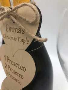 Funny PROSECCO LOVERS personalised Christmas bottle tag