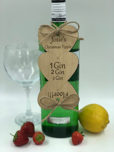 Funny GIN LOVERS personalised Christmas bottle tag