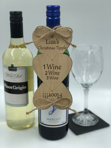 Funny wooden bottle plaque gift about drinking wine at Christmas