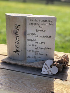 Wedding Anniversary Personalised LOVE LOG