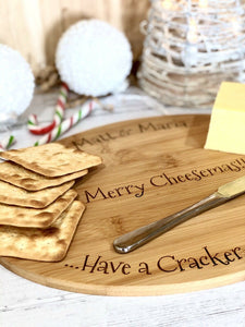 Funny CHEESE LOVERS Personalised Christmas Cheese Board