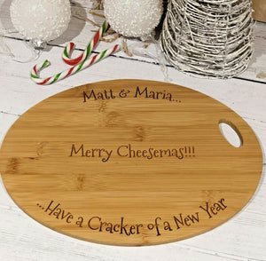 Funny CHEESE LOVERS Personalised Christmas Cheese Board