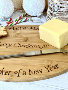 Funny CHEESE LOVERS Personalised Christmas Cheese Board