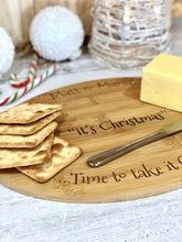 Load image into Gallery viewer, Personalised TAKE IT CHEESY Christmas Cheese Board
