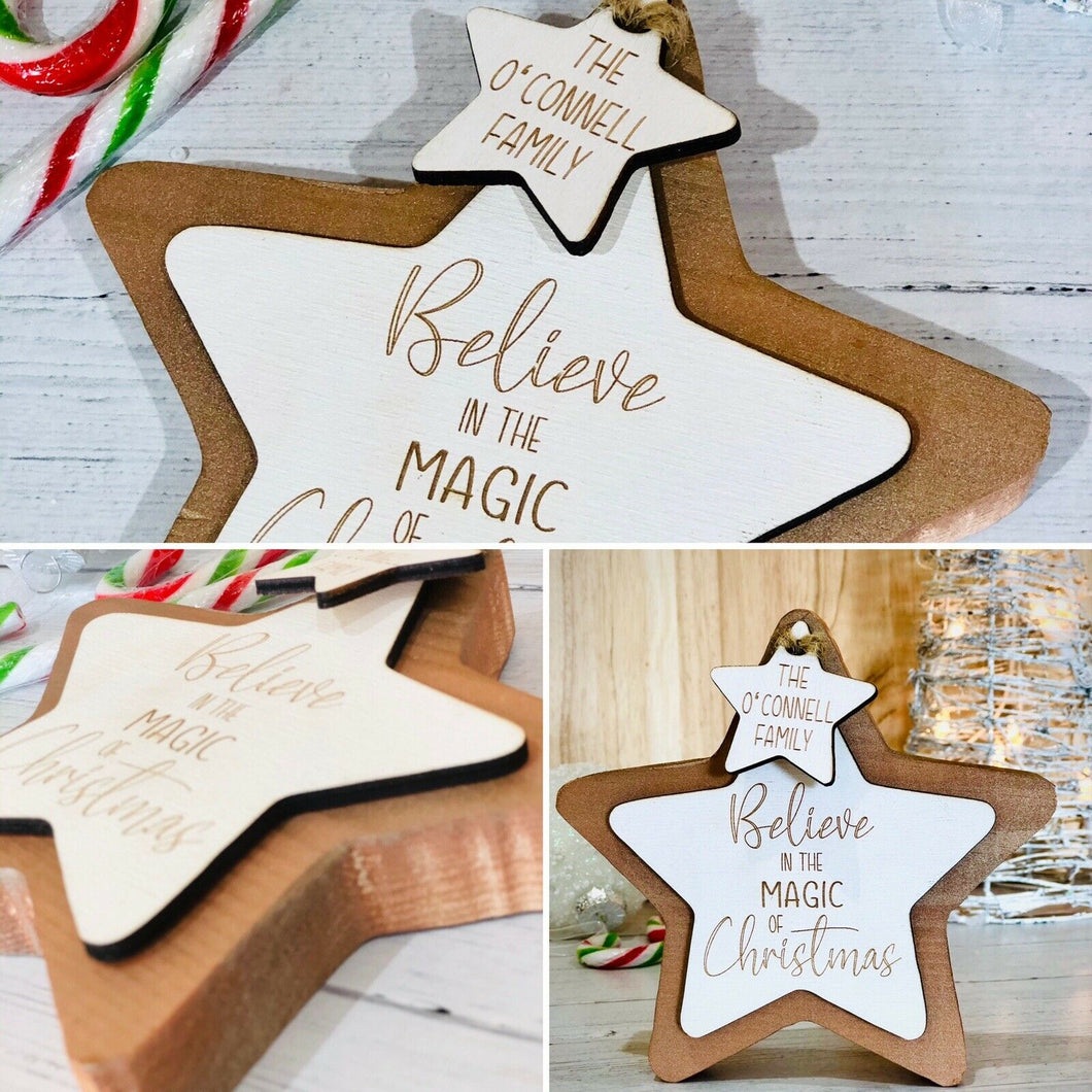 Personalised Freestanding BELIEVE IN THE MAGIC OF CHRISTMAS star