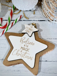 Personalised Freestanding BELIEVE IN THE MAGIC OF CHRISTMAS star