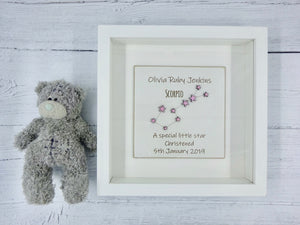 Christening Personalised Star Sign Box Frame Keepsake