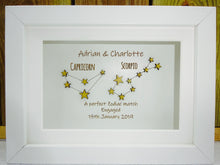 Load image into Gallery viewer, Personalised Engagement &quot;Perfect Zodiac Match&quot; Box Frame