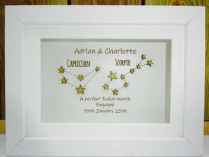 Personalised Engagement "Perfect Zodiac Match" Box Frame