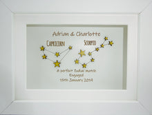 Load image into Gallery viewer, Personalised Engagement &quot;Perfect Zodiac Match&quot; Box Frame