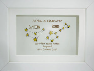 Personalised Engagement "Perfect Zodiac Match" Box Frame