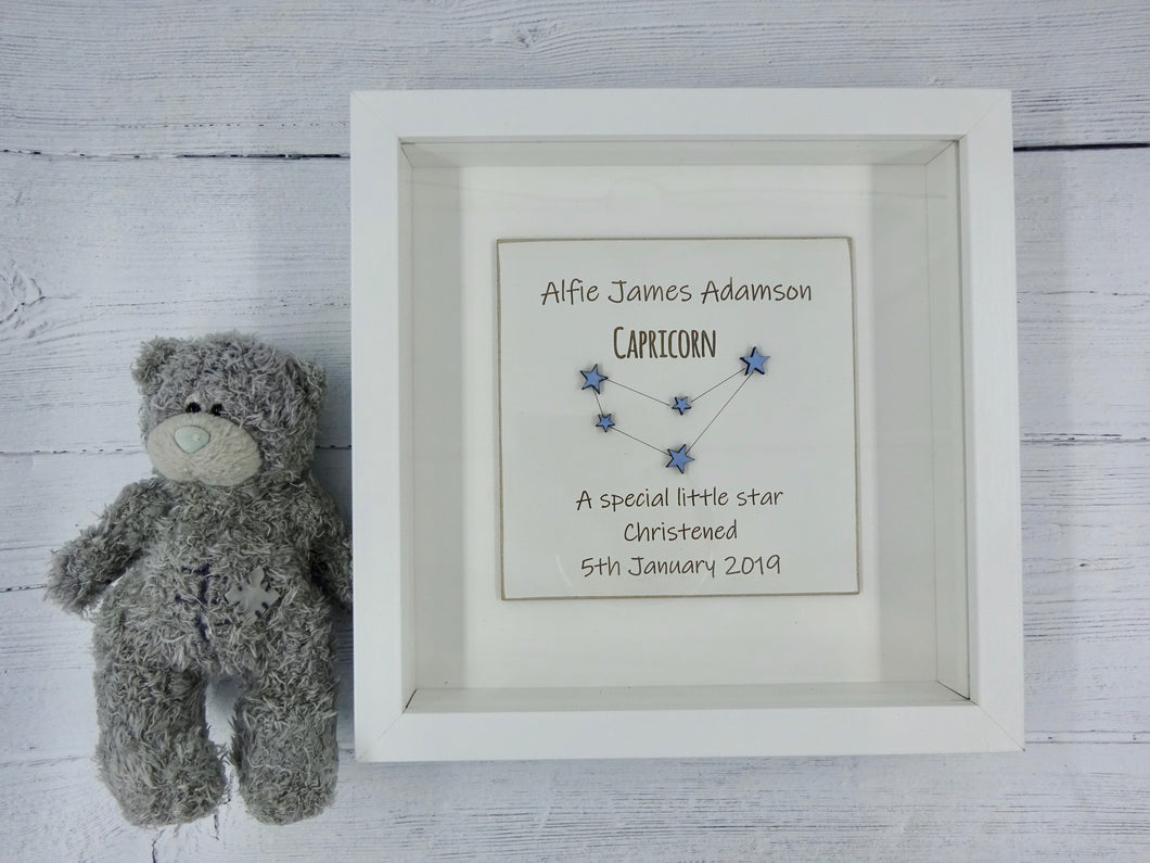 Christening Personalised Star Sign Box Frame Keepsake