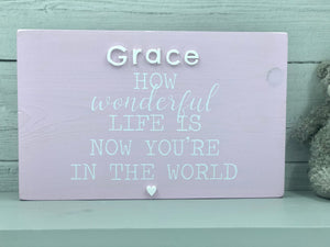 Personalised New Born Baby Sign