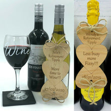 Load image into Gallery viewer, Retirement or Leaving Gift Personalised Wooden Bottle Tag Keepsake