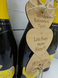 Retirement or Leaving Gift Personalised Wooden Bottle Tag Keepsake