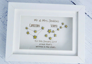 Personalised Wedding Day Box Frame Gift "A love that's written in the stars"