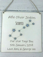 Load image into Gallery viewer, Personalised Star Sign Wedding helper keepsake plaque (Bridesmaid, Flower Girl, Page Boy)