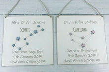 Load image into Gallery viewer, Personalised Star Sign Wedding helper keepsake plaque (Bridesmaid, Flower Girl, Page Boy)