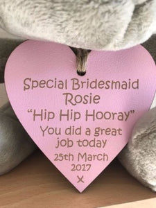 'Hip Hip Hooray' Celebration Hippo for Bridesmaids, Flower Girls & Page Boys