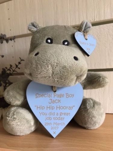 'Hip Hip Hooray' Celebration Hippo for Page Boys, Bridesmaids & Flower Girls