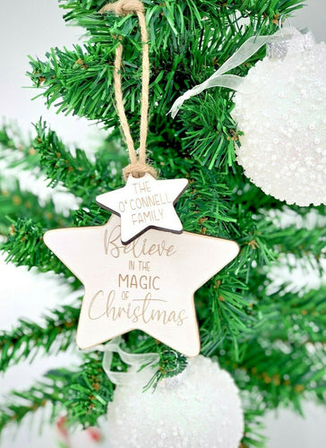 Personalised Believe in the Magic of Christmas Star Decoration