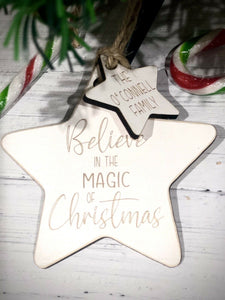 Personalised Believe in the Magic of Christmas Star Decoration